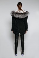 【澳洲 EDGII】 ED1027 （黑+哈士奇狐狸毛）男女同款皮草大衣派克 顺丰包邮  