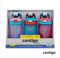 Contigo 康迪克 儿童水杯三只装套装（女孩/男款） 414ml 防漏儿童吸管水杯/运动水杯
